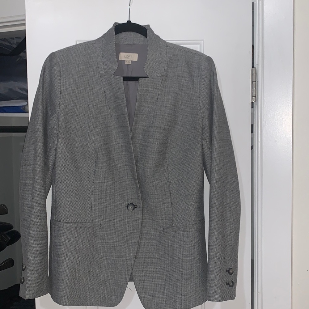 Loft houndstooth grey blazer